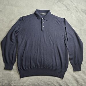 Bernini Extra Fine Merino Wool Mens XL Long Sleeve Navy Made In Italy